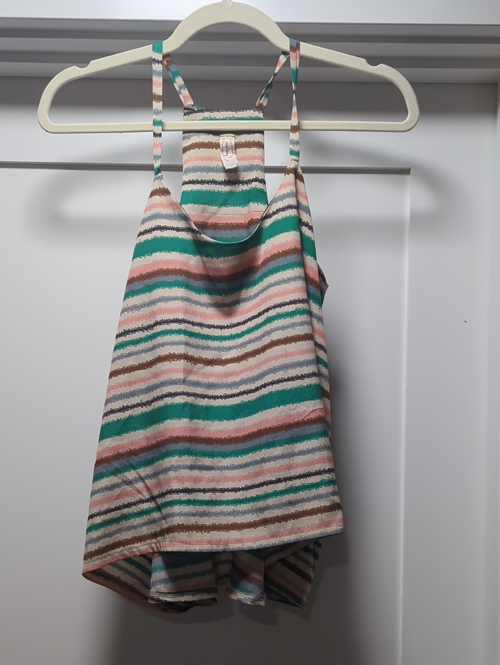 audrey Striped Tank Top in Teal, Pink, Brown & Cream